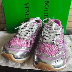 Bottega Veneta Stylish Pink and Silver Women's Sneakers